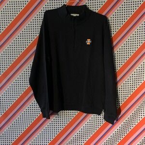 Cutter & Buck Mens XL Fighting Illini Illinois Quarter Zip Sweater Black Orange